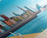 Cardiff, Wales Travel Poster Panoramic Canvas Print, Cardiff, Wales Painting, Wales Art, Cardiff Travel Art, Guest Room Painting