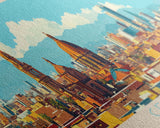 Centro, Mexico Panoramic Travel Poster Canvas Print, Centro, Mexico Painting, Mexico Art, Centro Travel Art, Guest Room Painting