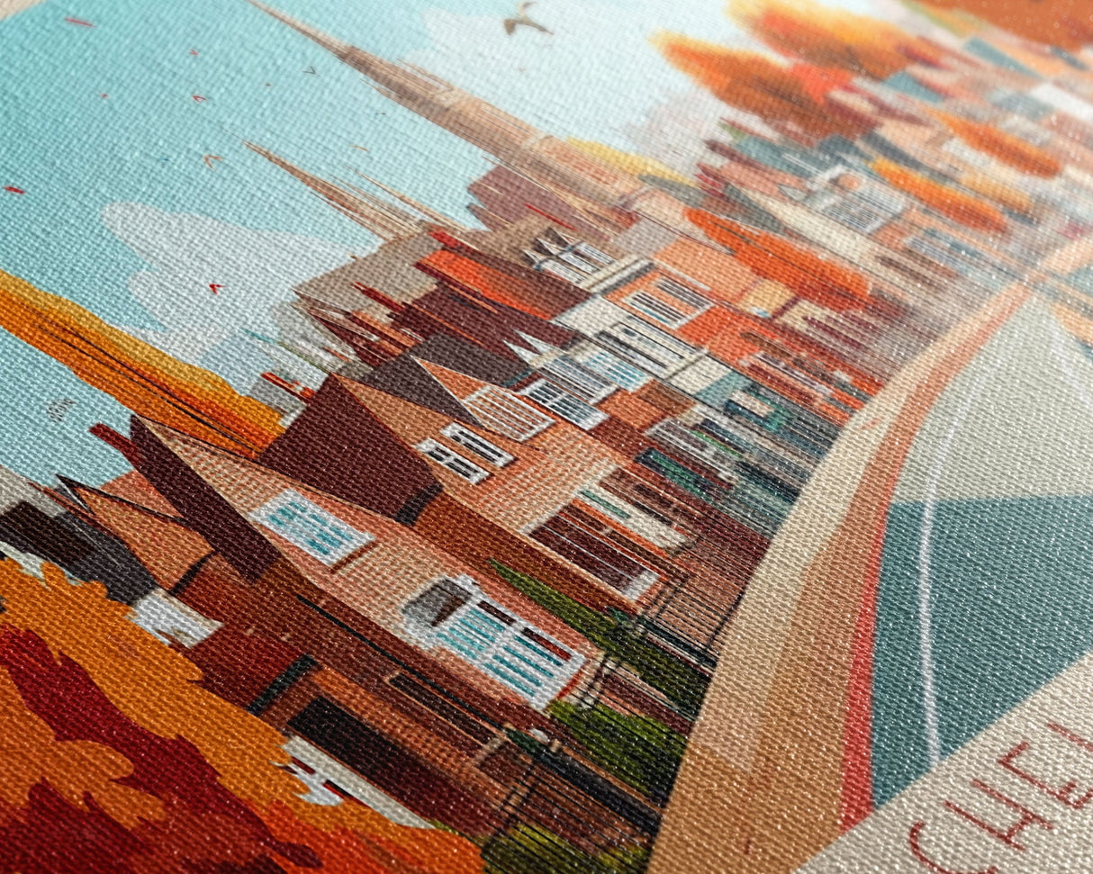 Chelmsford, England Travel Poster Panoramic Canvas Print, Chelmsford, England Painting, England Art, Chelmsford Travel Art, Guest Room Painting