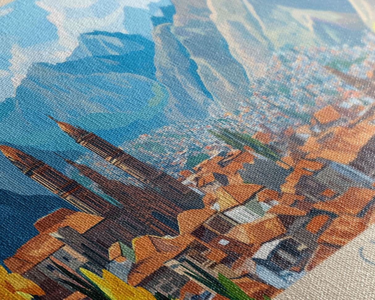 Cusco, Peru Travel Poster Panoramic Canvas Print, Cusco, Peru Painting, Peru Art, Cusco Travel Art, Guest Room Painting