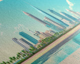 Dammam, Saudi Arabia Panoramic Travel Poster Canvas Print, Dammam, Saudi Arabia Painting, Saudi Arabia Art, Dammam Travel Art, Guest Room Painting