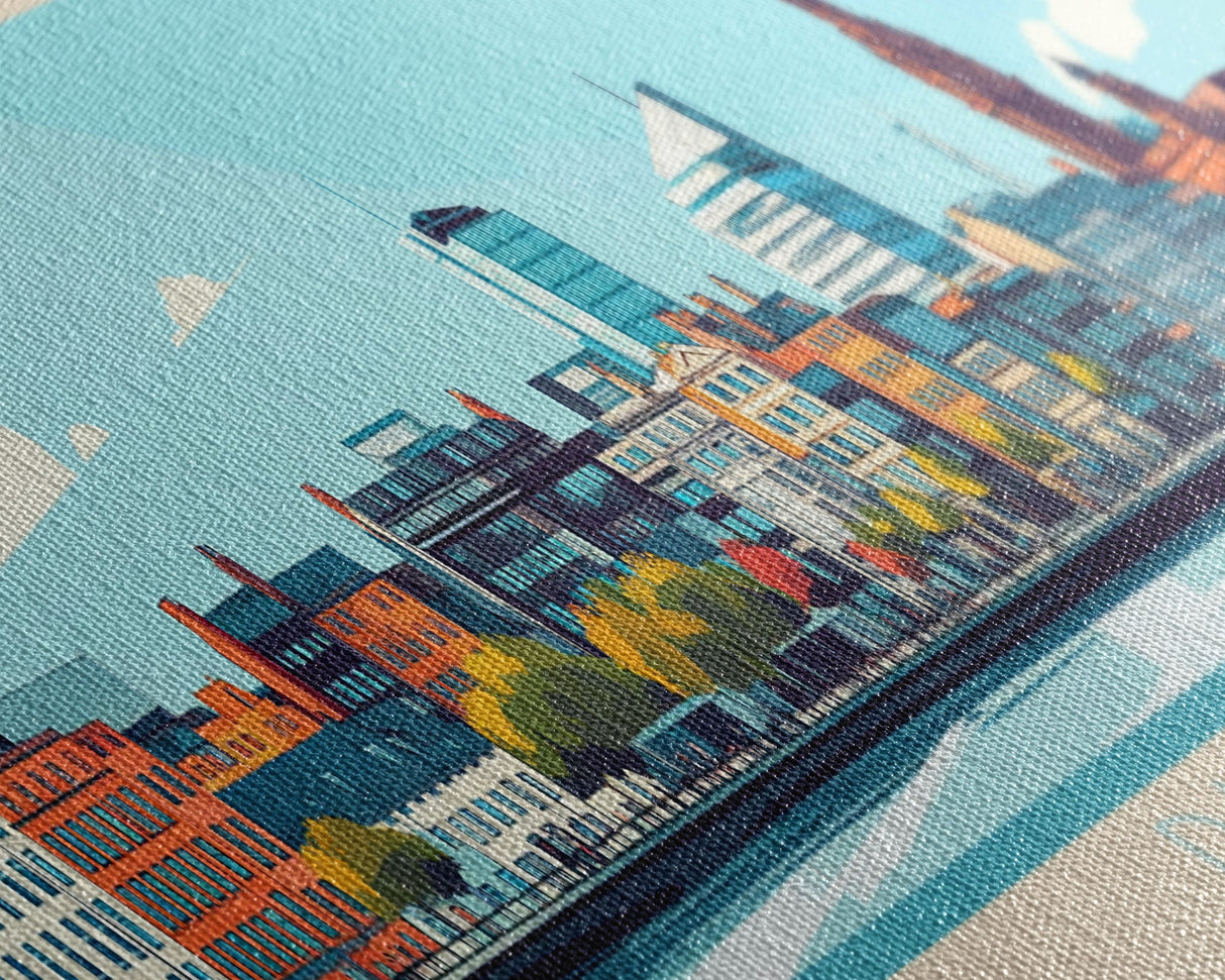 Dublin, Ireland Travel Poster Panoramic Canvas Print, Dublin, Ireland Painting, Ireland Art, Dublin Travel Art, Guest Room Painting