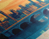 Glasgow, Scotland Panoramic Travel Poster Canvas Print, Glasgow, Scotland Painting, Scotland Art, Glasgow Travel Art, Guest Room Painting