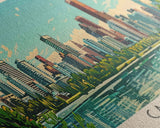 Calgary, Canada Panoramic Canvas Print, Calgary, Canada Painting, Canada Art, Calgary Travel Poster, Travel Art, Guest Room Painting