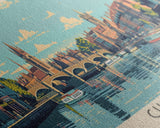 Chester, England Panoramic Canvas Print, Chester, England Painting, England Art, Chester Travel Poster, Travel Art, Living Room Painting