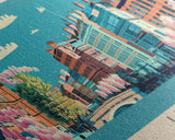 Leeds, England Panoramic Canvas Print, Leeds, England Painting, England Art, Leeds Travel Poster, Travel Art, Guest Room Painting