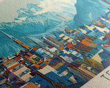 Temuco, Chile Panoramic Canvas Print, Temuco, Chile Painting, Chile Art, Temuco Travel Poster, Travel Art, Guest Room Painting