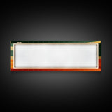 Art Deco Wall Art, Framed Canvas Print, Emerald Green and Gold Palm Tree Leaves and Sunset, Panoramic Ultrawide Art, Large Format Wall Decor