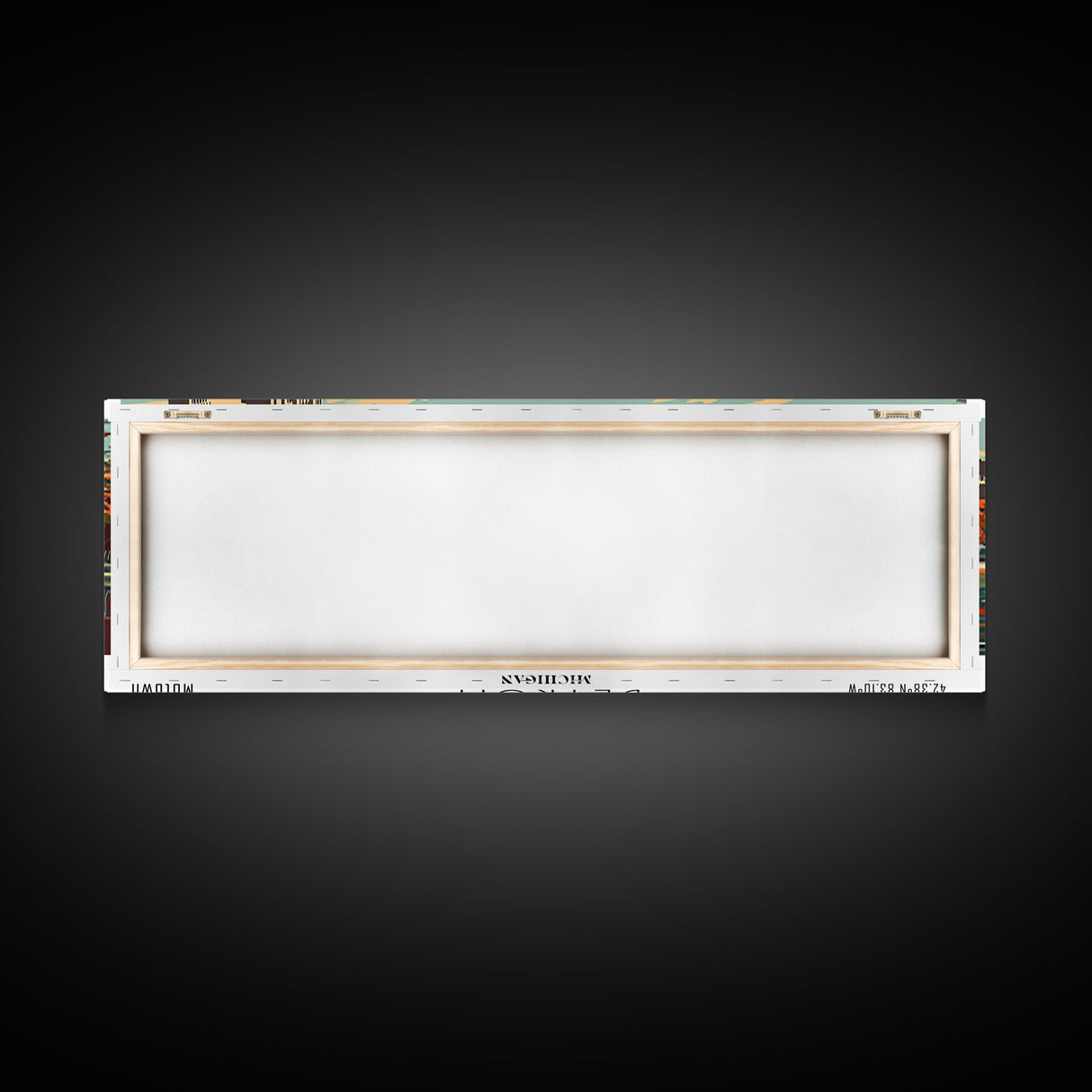 Detroit Michigan Panoramic Painting, Framed Canvas Print, Mid Century Modern Wall Art, Retro Pop Art Travel Poster, Office Decor, City Art