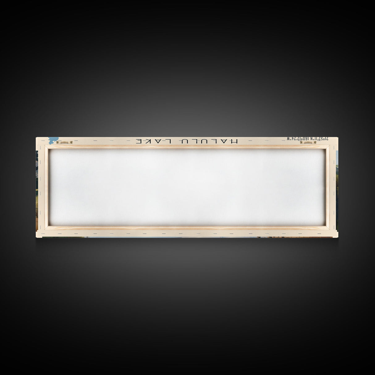 Halulu Lake Hawaii Framed Canvas Print, Lake House Art, Panoramic Wall Art, Travel Poster, Beautiful Lake Painting, Home Decor