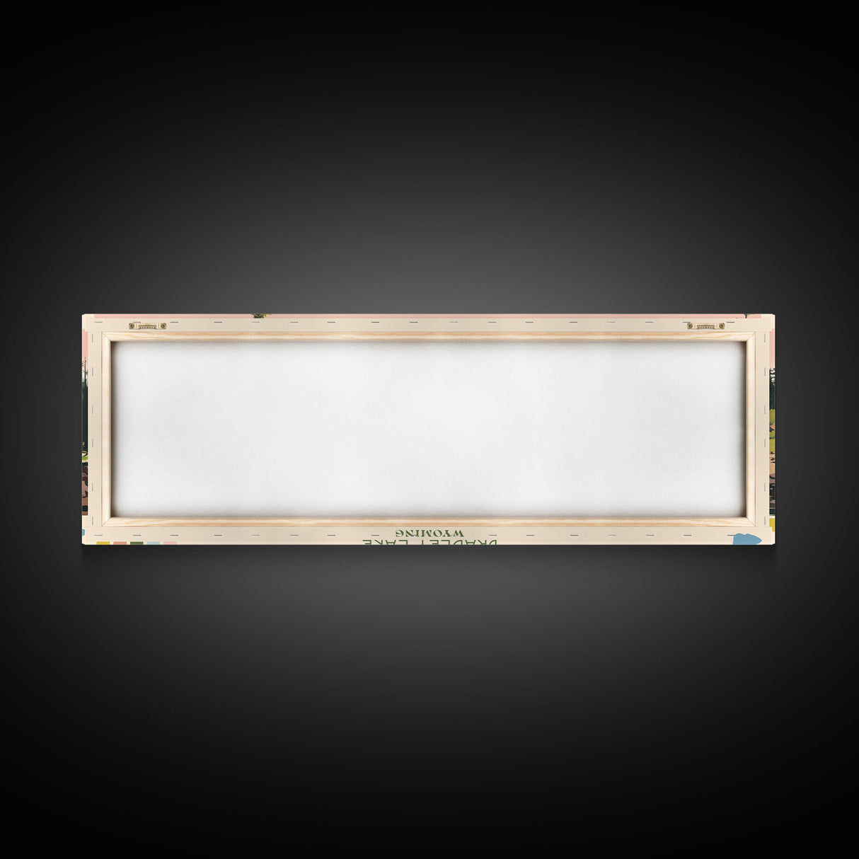 Bradley Lake Wyoming Framed Canvas Print, Midcentury Modern Panoramic Wall Art, Living Room Decor, Pop Art, Travel Poster Art