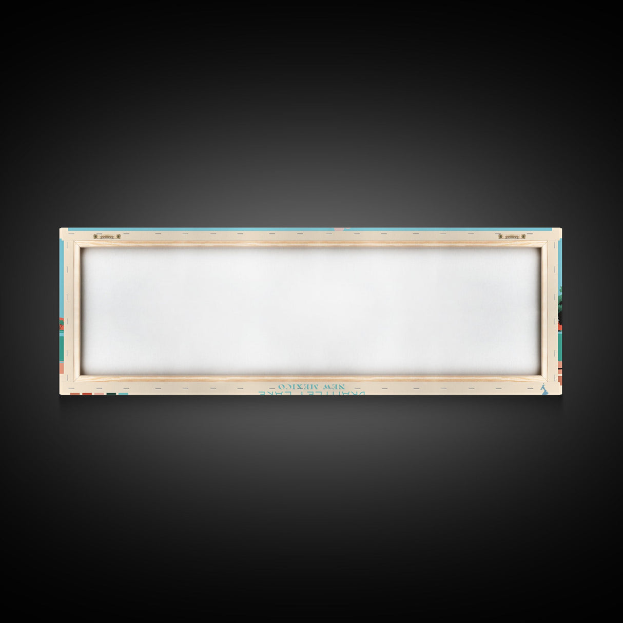 Brantley Lake New Mexico Framed Canvas Print, Midcentury Modern Panoramic Wall Art, Living Room Decor, Pop Art, Travel Poster Art, Scenic Nature Painting