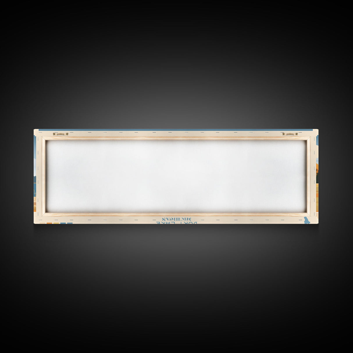 Burt Lake Michigan Framed Canvas Print, Pop Art Panoramic Travel Poster, Midcentury Modern, Wall Art, Scenic Nature Painting, Bedroom Decor