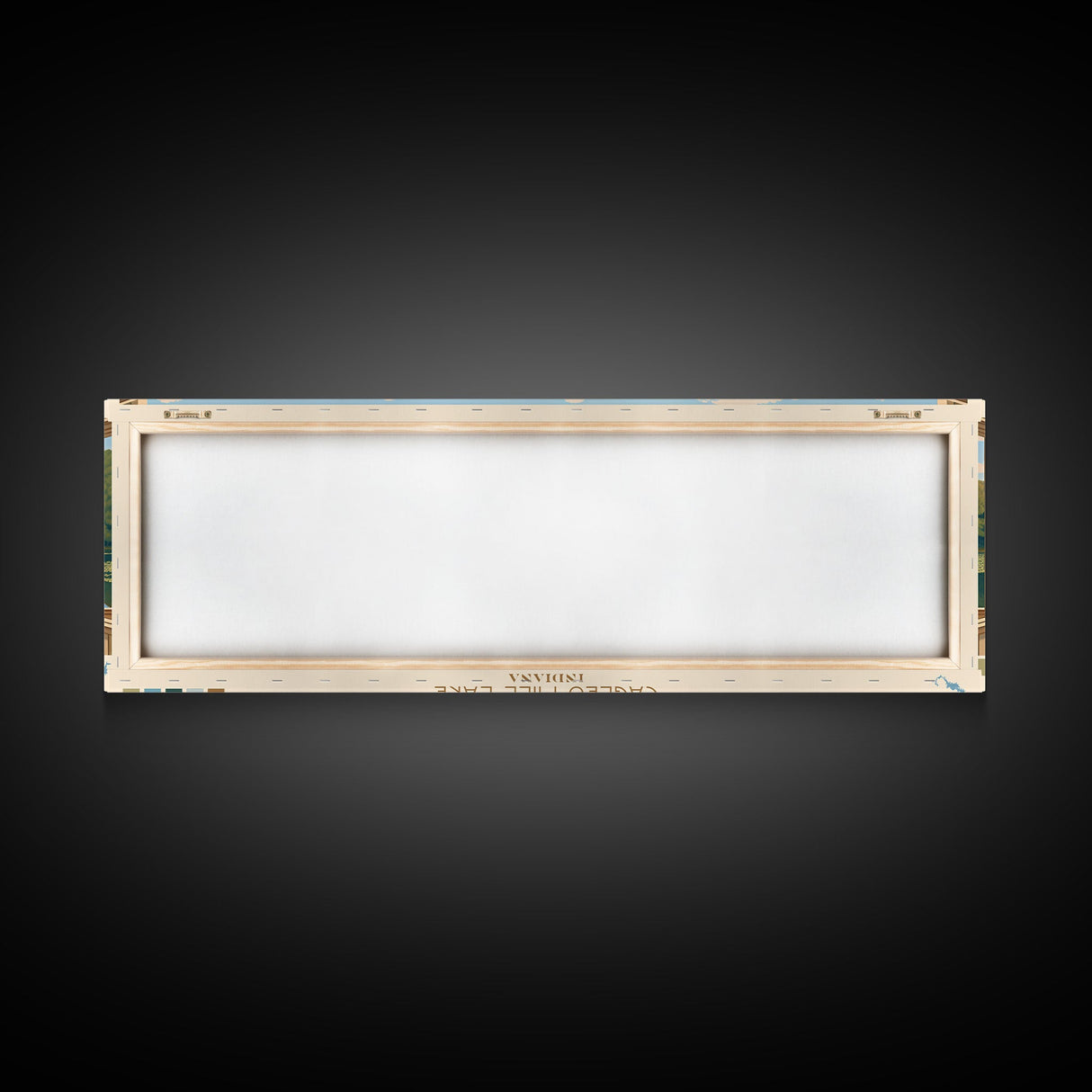 Cagles Mill Lake Indiana Framed Canvas Print, Midcentury Modern Panoramic Wall Art, Living Room Decor, Pop Art, Travel Poster Art, Scenic Nature Painting