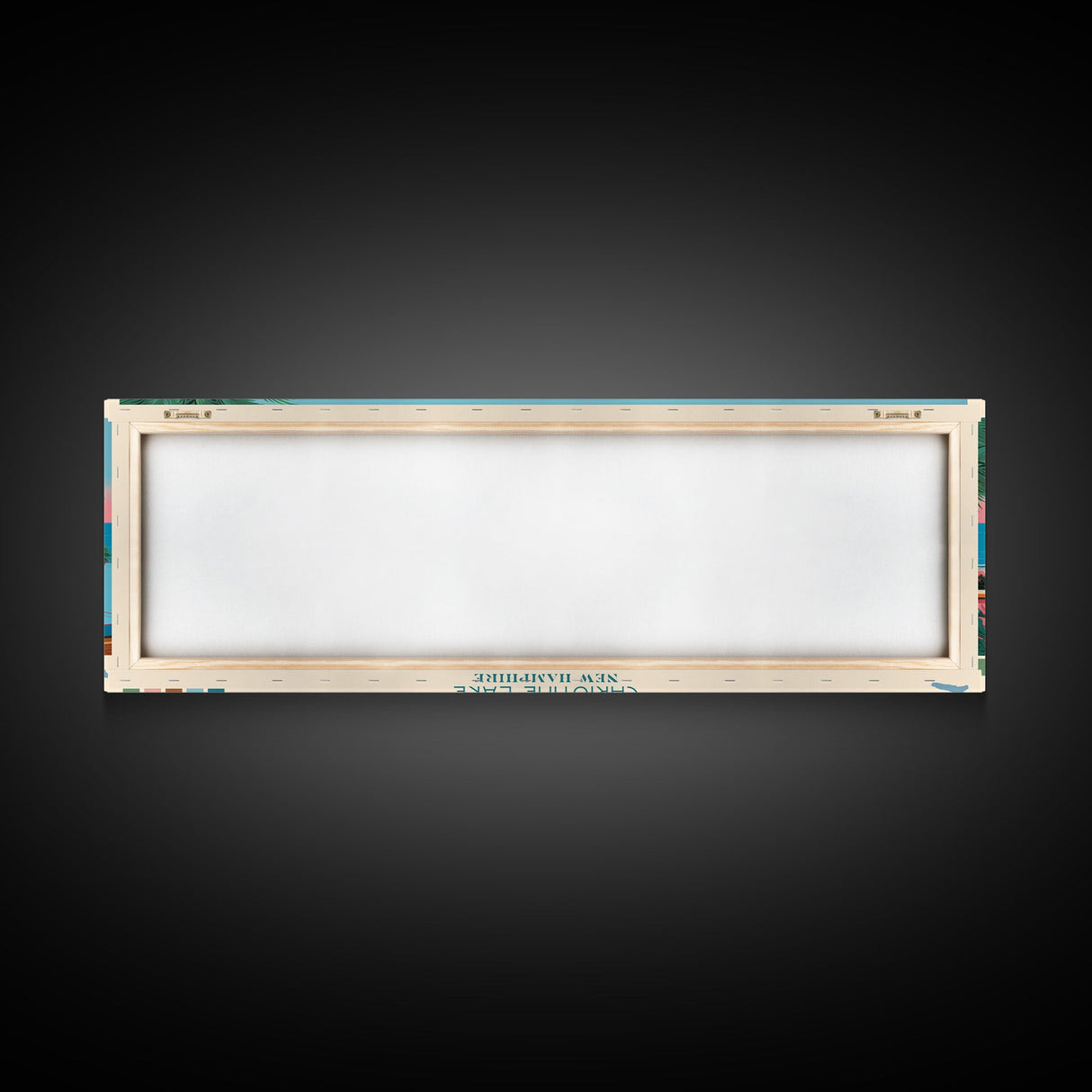 Christine Lake New Hamphire Framed Canvas Print, Pop Art Panoramic Travel Poster, Midcentury Modern, Wall Art, Scenic Nature Painting, Bedroom Decor, Living Room Art