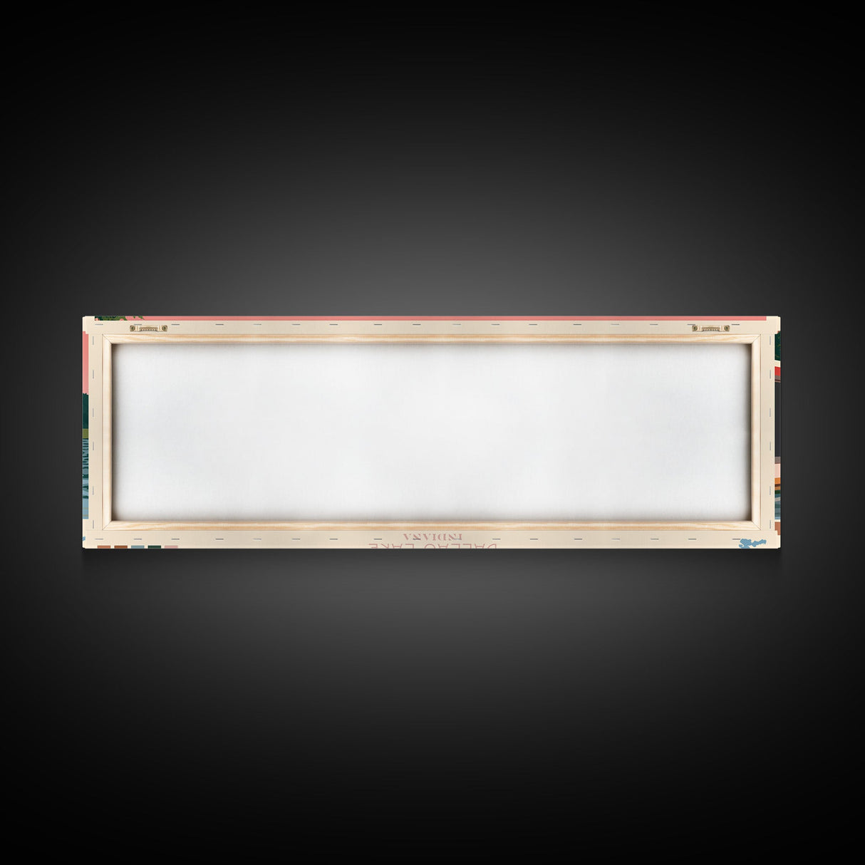 Dallas Lake Indiana Framed Canvas Print, Midcentury Modern Panoramic Wall Art, Bedroom Decor, Pop Art, Travel Poster Art, Scenic Nature Painting