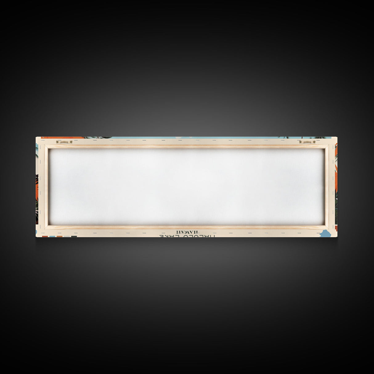 Halulu Lake Hawaii Framed Canvas Print, Panoramic Art, Midcentury Modern, Pop Art, Bedroom Decor, Travel Poster, Artistic Decor, Home Decor