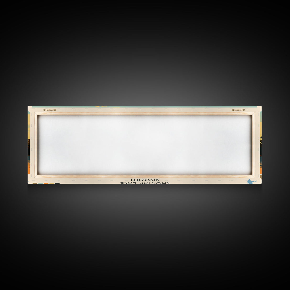 Lake Choctaw Framed Canvas Print, Panoramic Art, Midcentury Modern, Pop Art, Living Room Wall Art, Travel Poster, Lake House Decor