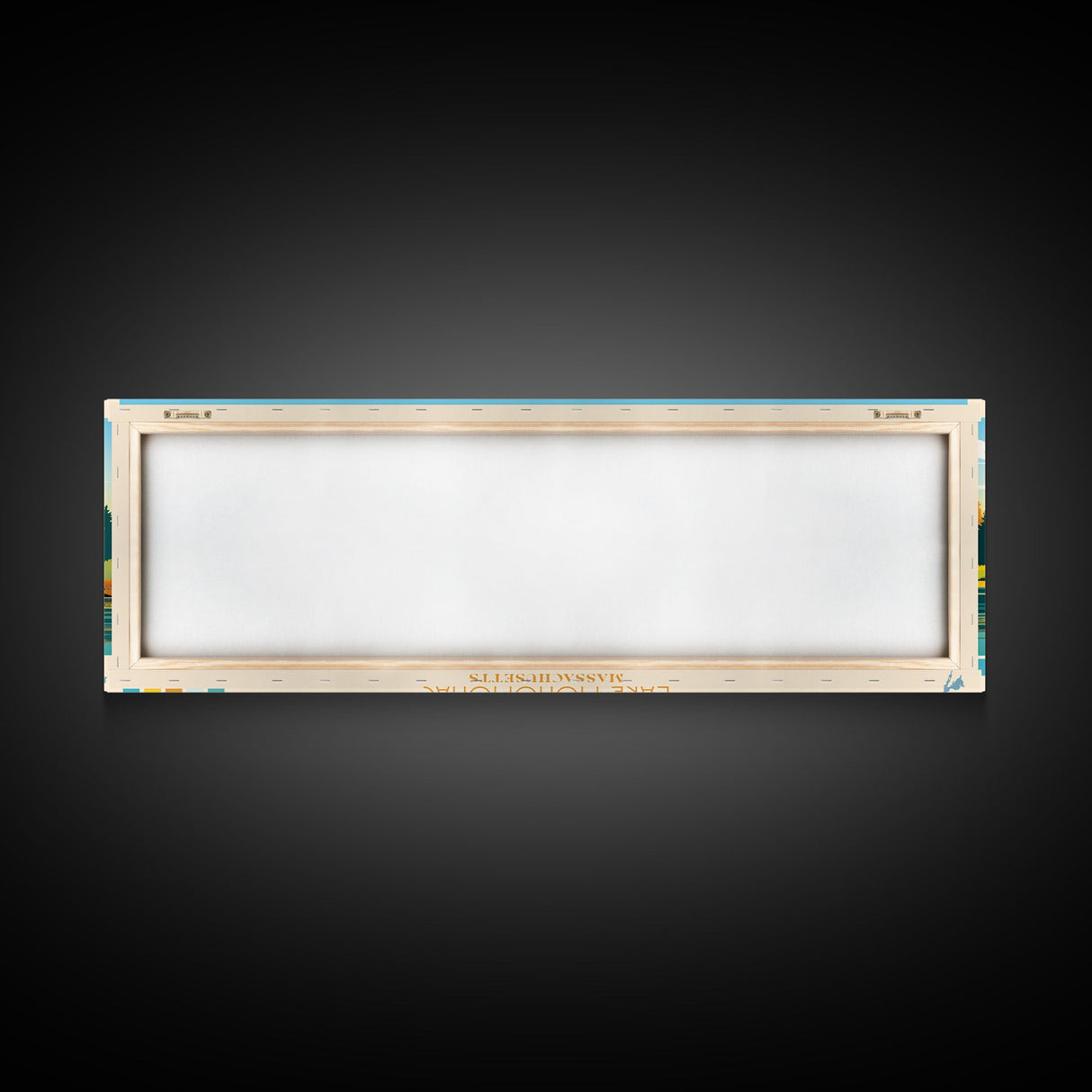 Lake Monomonac Massachusetts Framed Canvas Print, Panoramic Wall Art, Midcentury Modern, Pop Art, Bedroom Art, Travel Poster, Lake House Decor