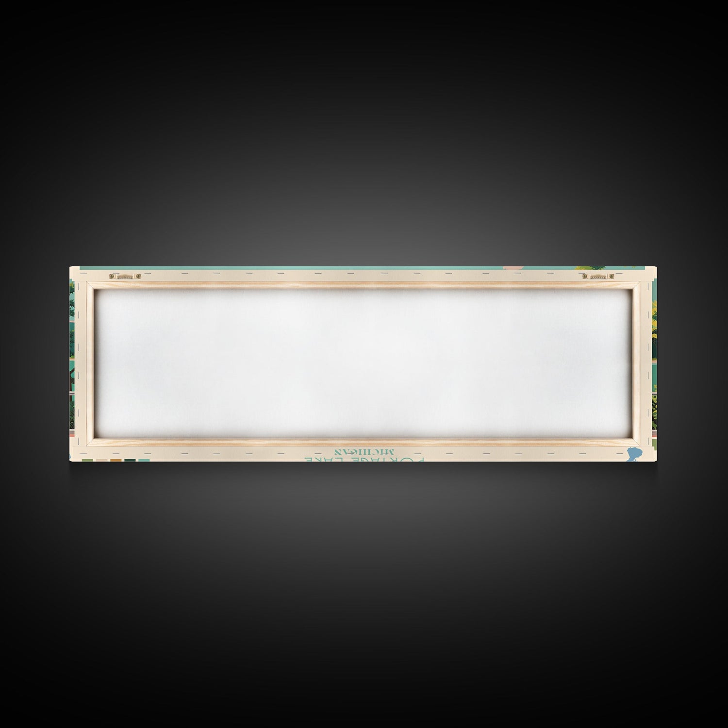 Portage Lake, Michigan Framed Canvas Print, Bedroom Art, Midcentury Modern, Pop Art, Panoramic Wall Art, Travel Poster