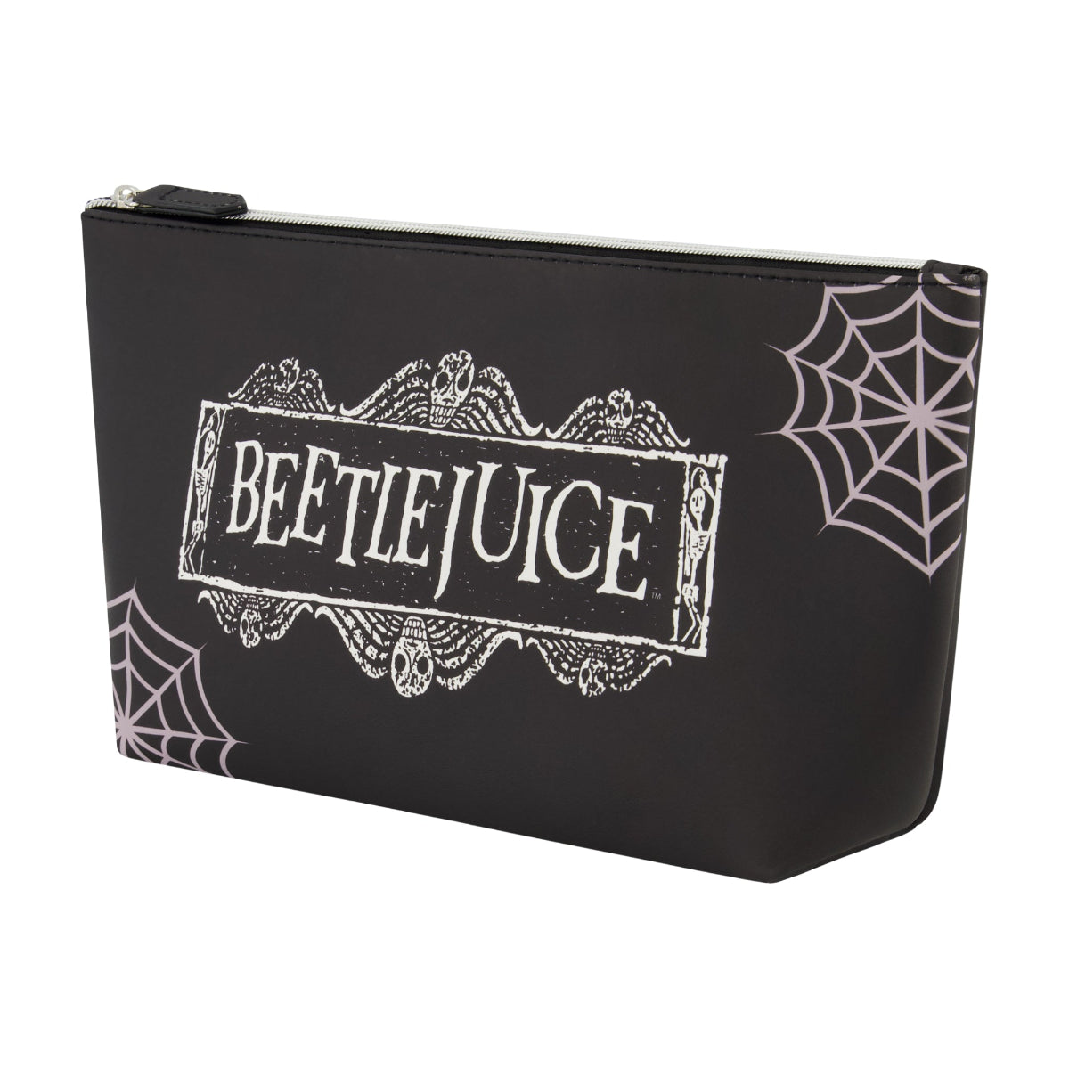 Beetlejuice Logo Spiderweb Black Cosmetic Bag