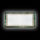 Emerald Green and Gold Art Deco Sail Boat, Framed Canvas Print, Retro MCM Style Wall Art, Midcentury Modern, Vintage Style, Stained Glass
