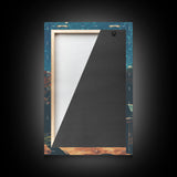 Back Yard Chillin', Summer Vibes, Framed Canvas Print, Retro Midcentury Modern BBQ Art, BBQ During An Eclipse, Liminal Art, Minimalist MCM