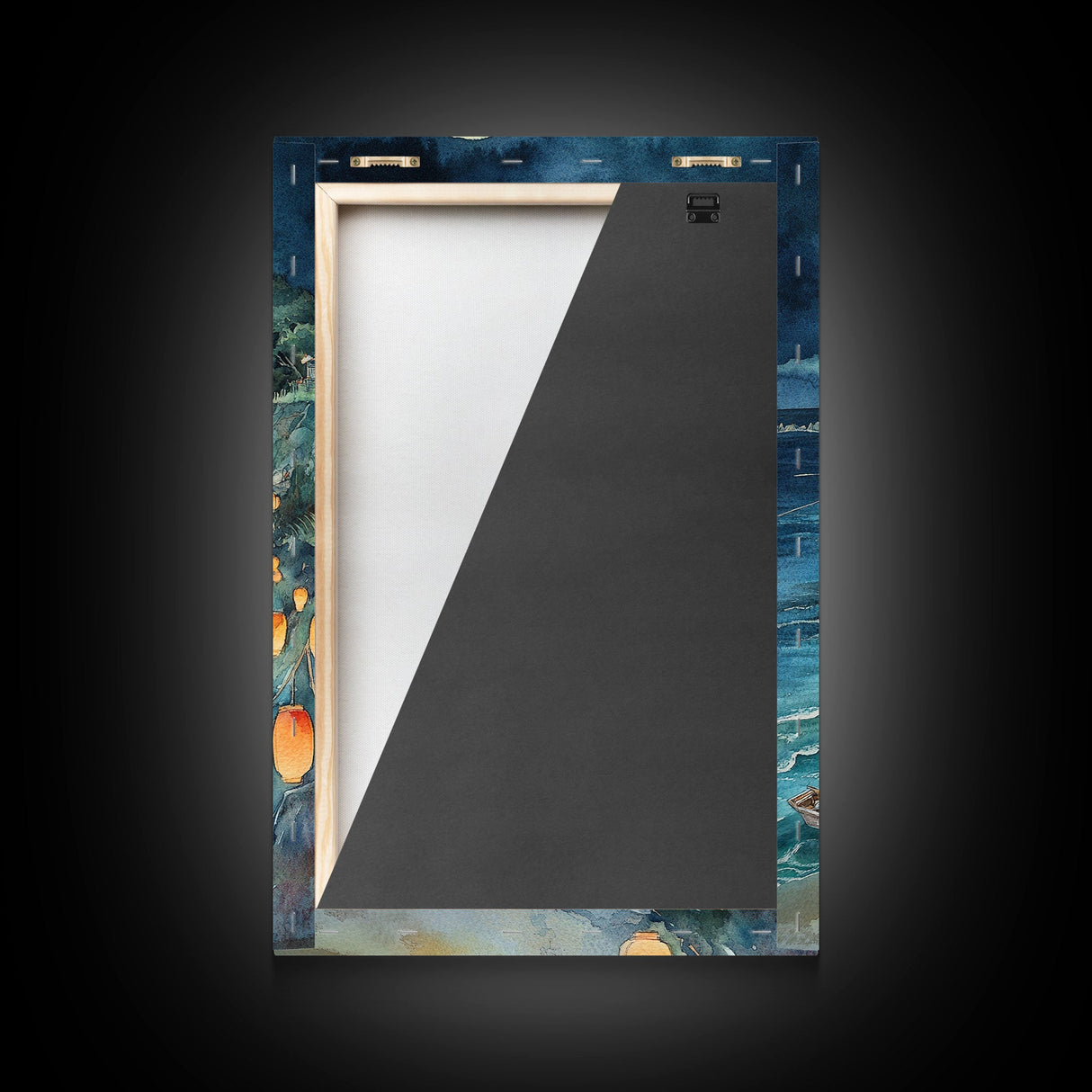 Japanese Paper Lamps Framed Canvas Print, Isamu Noguchi Akari Latern Festival, Christmas Decor