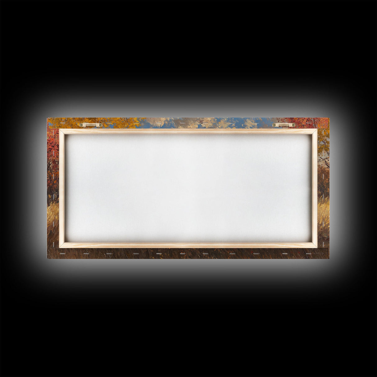 Horseback Riders In Autumn Near Barn, Rustic Fall Wall Art, Cozy Farmhouse Decor Framed Canvas Print, Harvest Time Country Art