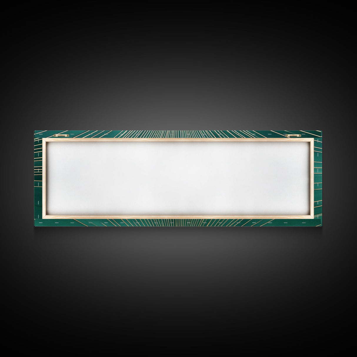 Emerald Green Sun Burst Wall Art, Art Deco Retro Vibes, Eclectic Home Decor, Emerand Green and Gold Horizontal Framed Canvas