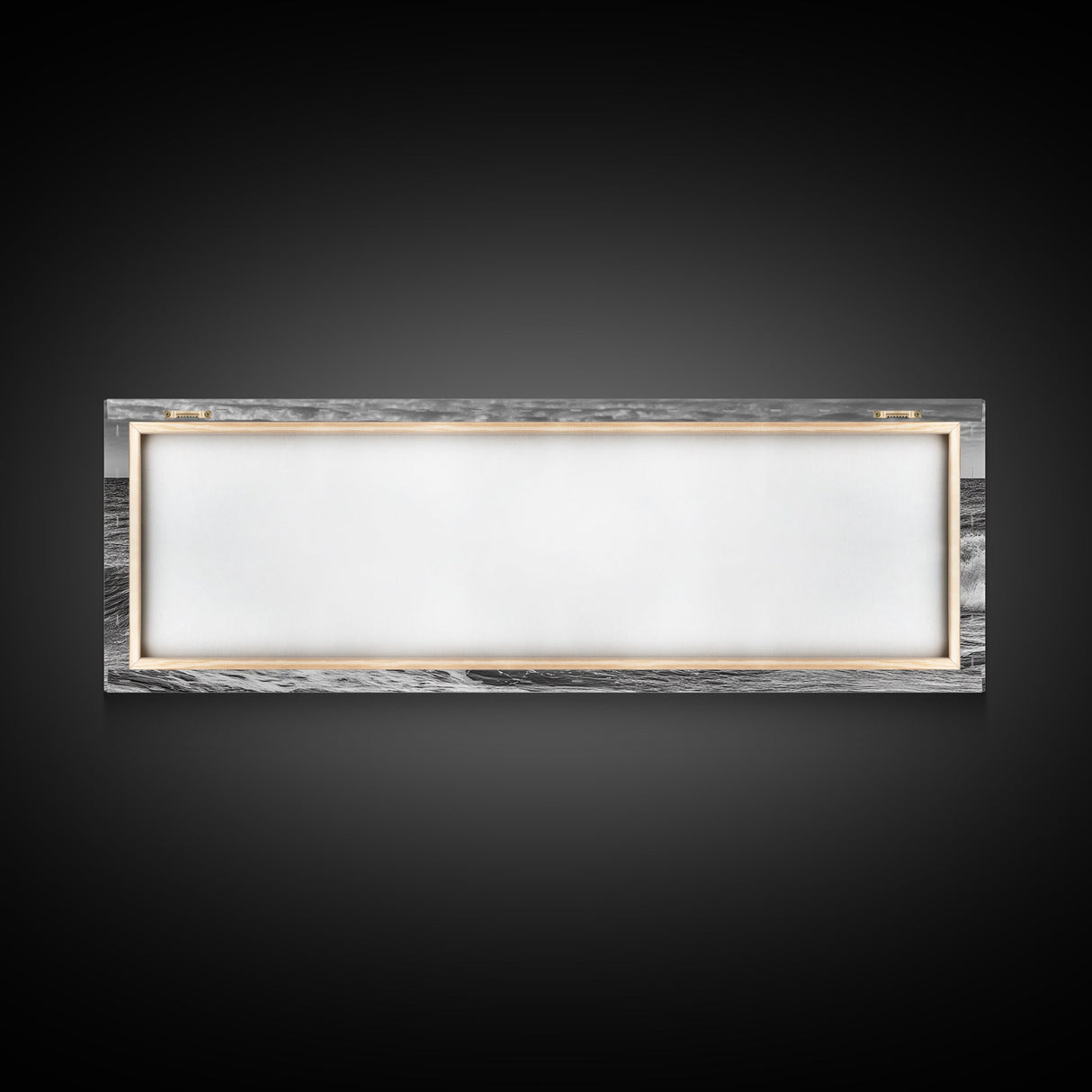 Subdued Black and White Ocean Photography Style Print, Panoramic Wall Art, Wood Framed Canvas Art, Seascapes, Nautical Decor
