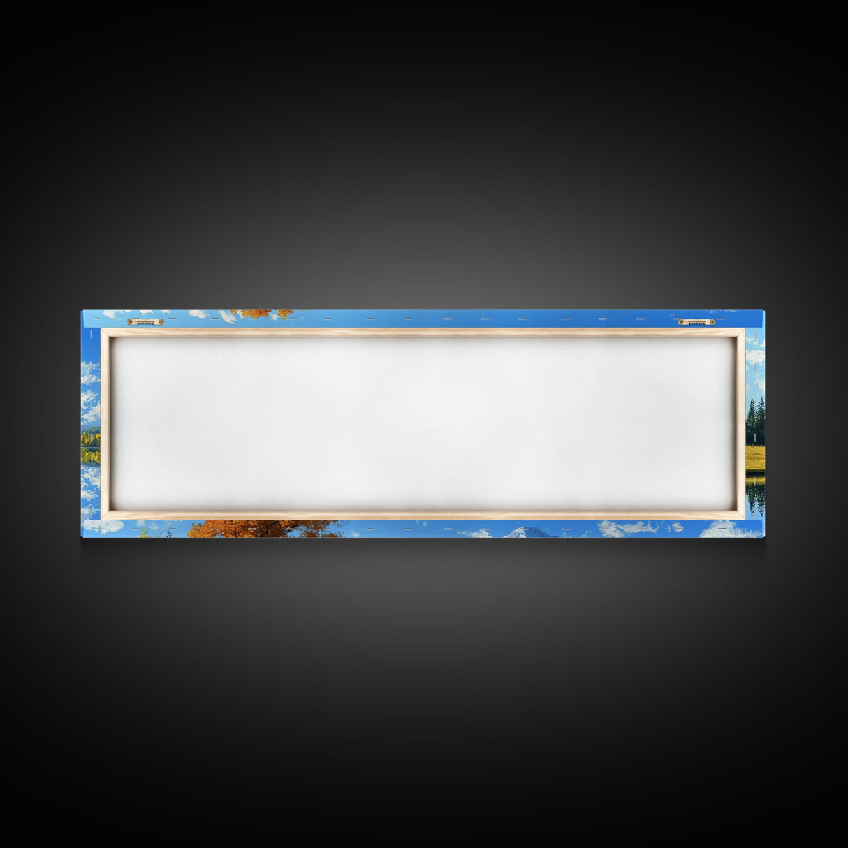 Large Framed Landscape Art | Reflections In The Lake | Panoramic Landscape Painting Framed Canvas Print | Canvas Wall Art