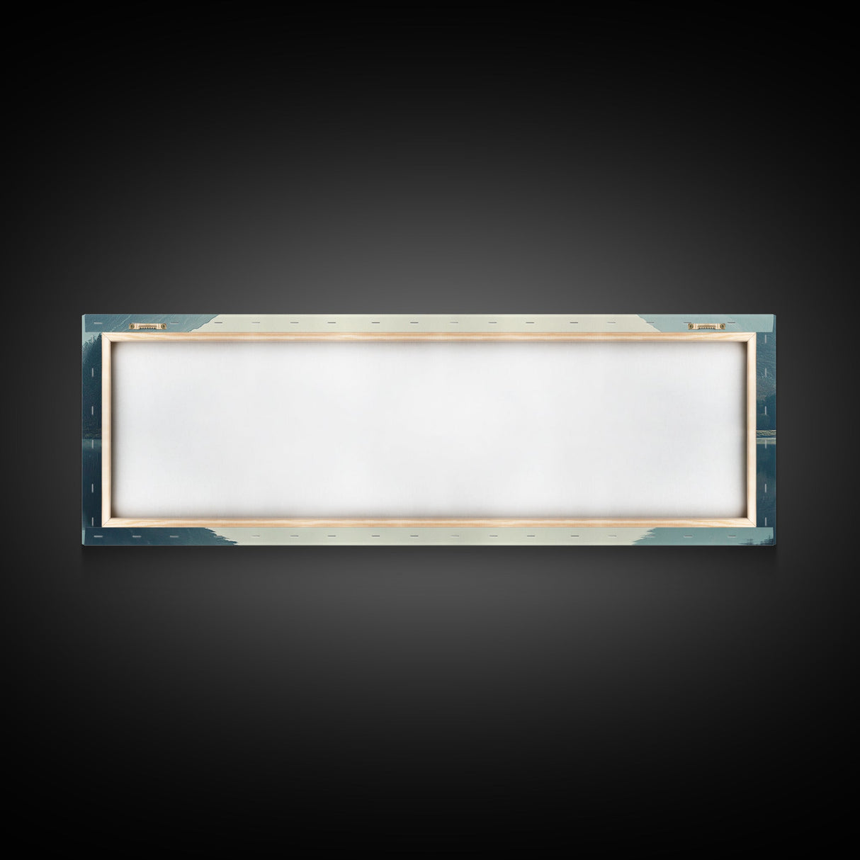 Reflections on an Overcast Day, Framed Canvas Print, Moody Decor, Foggy Landscape Painting, Panoramic Wall Art