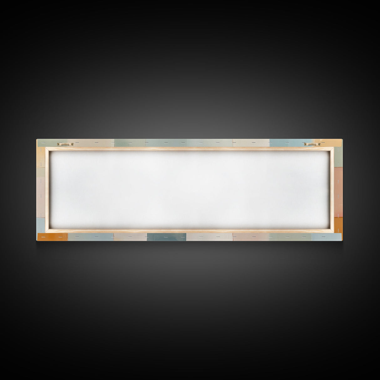 MCM Style Abstract Square, Framed Canvas Print, Mid-Century Modern Wall Art, Pastel Colors, Large Horizontal Wall Art Print