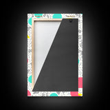 Retro Style Preppy Wall Art Framed Canvas Print, 90s Style Shopping Mall Style Abstract Art
