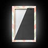 Mint Green and Pink Chevrons, MCM style Mid Century Modern Home Decor, Framed Canvas Print, Whimsical Wall Art