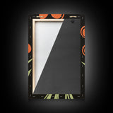 Orange Daisy with Black Background, Framed Canvas Print, Cute Floral Print, Botanical Minimalist Home Decor