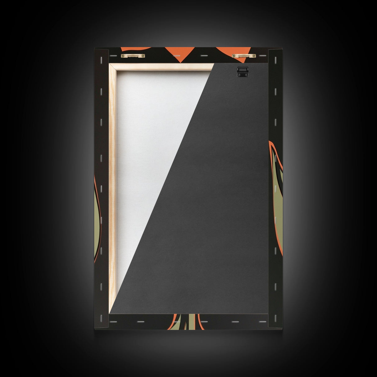 Framed Canvas Wall Art, Dark Botanical Black Background Orange Flower Modern Boho Wall Art Living Room Decor Above Sofa