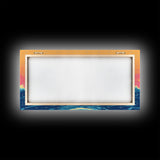 Vaporwave Sunset Over Ocean Waves Framed Canvas Print, Retro Vibes Wall Art