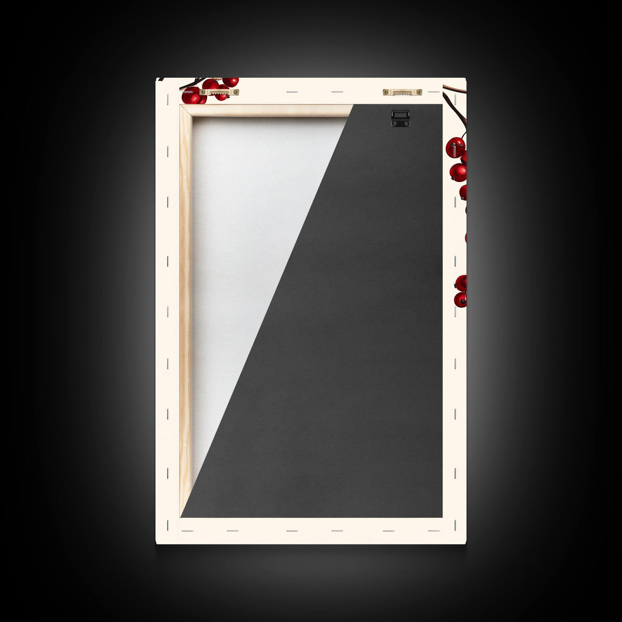 Vintage Holly Berries Canvas Print - Framed Canvas - Minimalist Christmas Art - Boho Christmas Art - Rustic Christmas Art