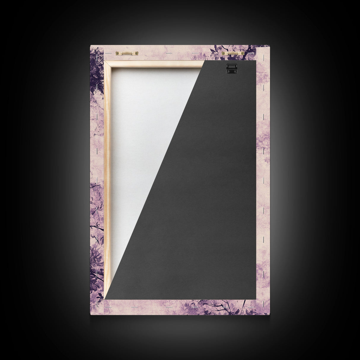 Wabi Sabi Floral Print Framed Canvas Art, Minimalist Home Decor, Purple trees with Crows, Purple Art, Boho Style Modern Art