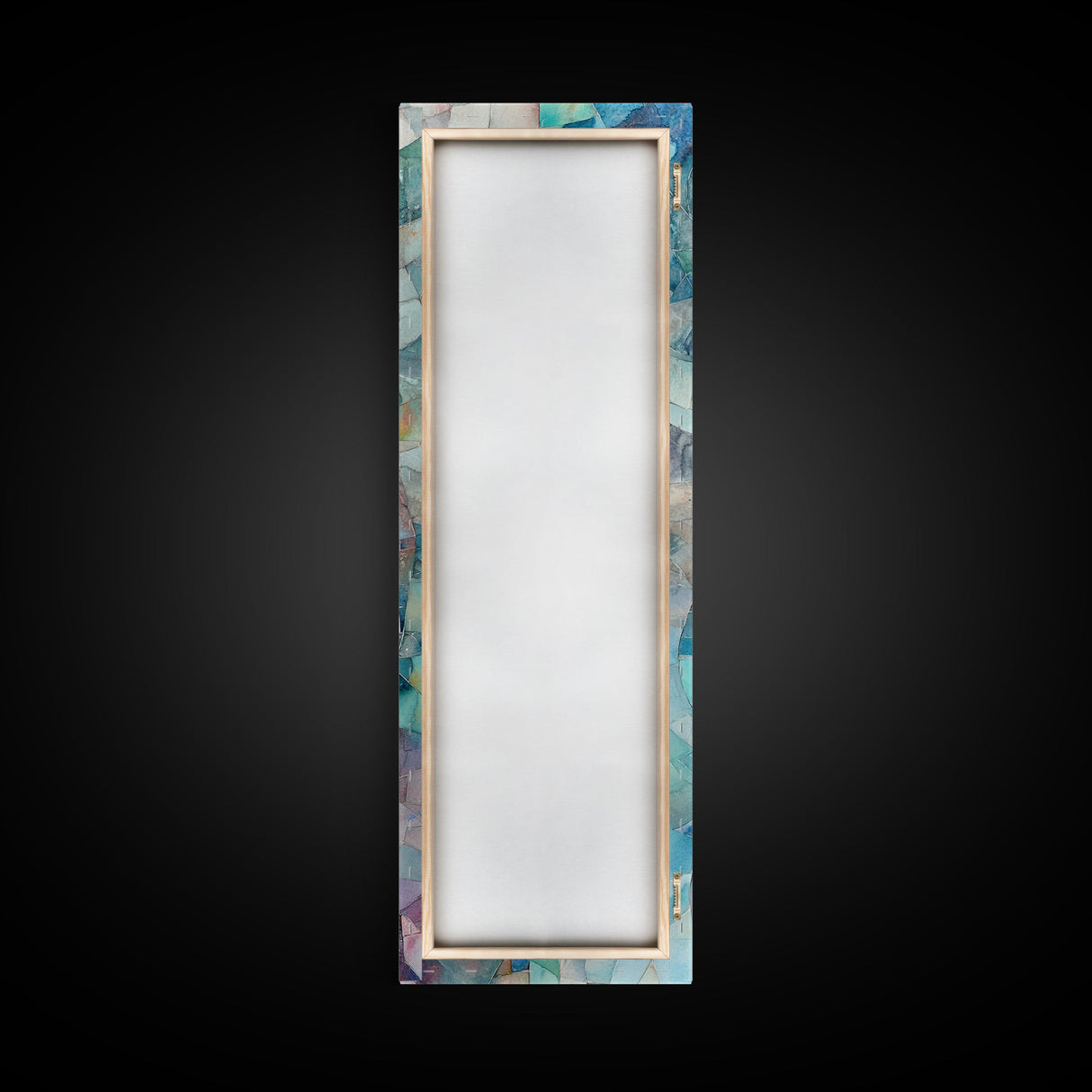 Mosaic Style Framed Canvas Print with Soft Pastel Tones, Mosaic Wall Art, Abstract Art, Vertical Wall Art, Coastal Decor, Bedroom Art