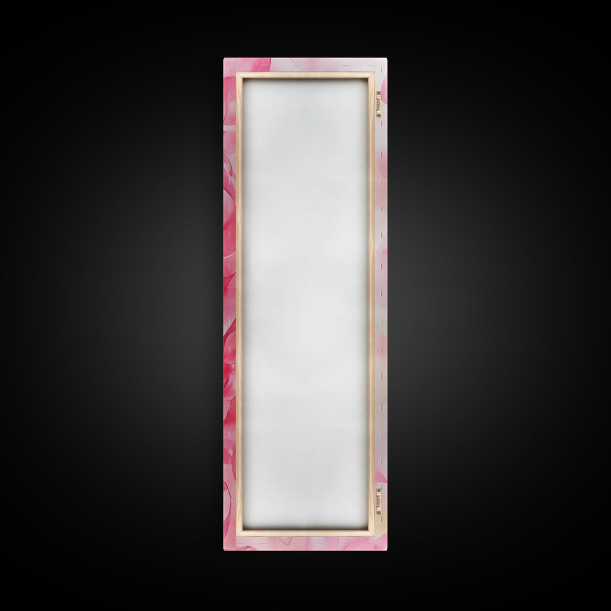 Pink Ribbons Canvas Print Abstract Feminine Wall Art Whimsical Vertical Decor Skinny Boho Gift Idea Light Pink Aesthetic