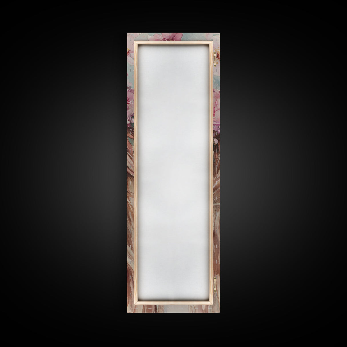 Floral Goddess Portrait Canvas Print Cherry Blossom Painting Feminine Art Bedroom Decor Light Pink Vertical Artwork Boho