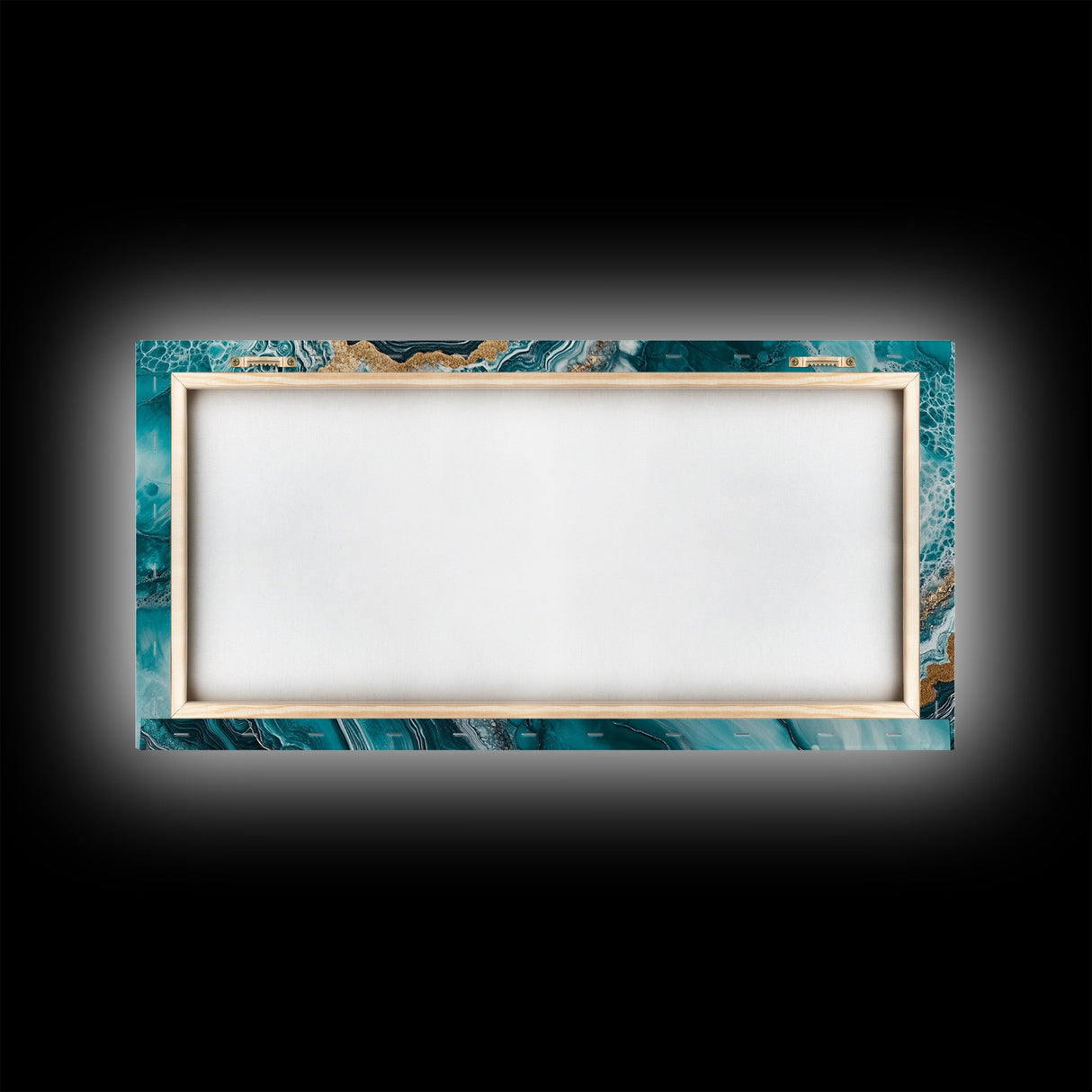 Turquoise Geode-Inspired Canvas Print, Mosaic Wall Art, Teal Wall Art, Abstract Coastal Art, Panoramic Art, Wide Wall Art, Coastal Decor