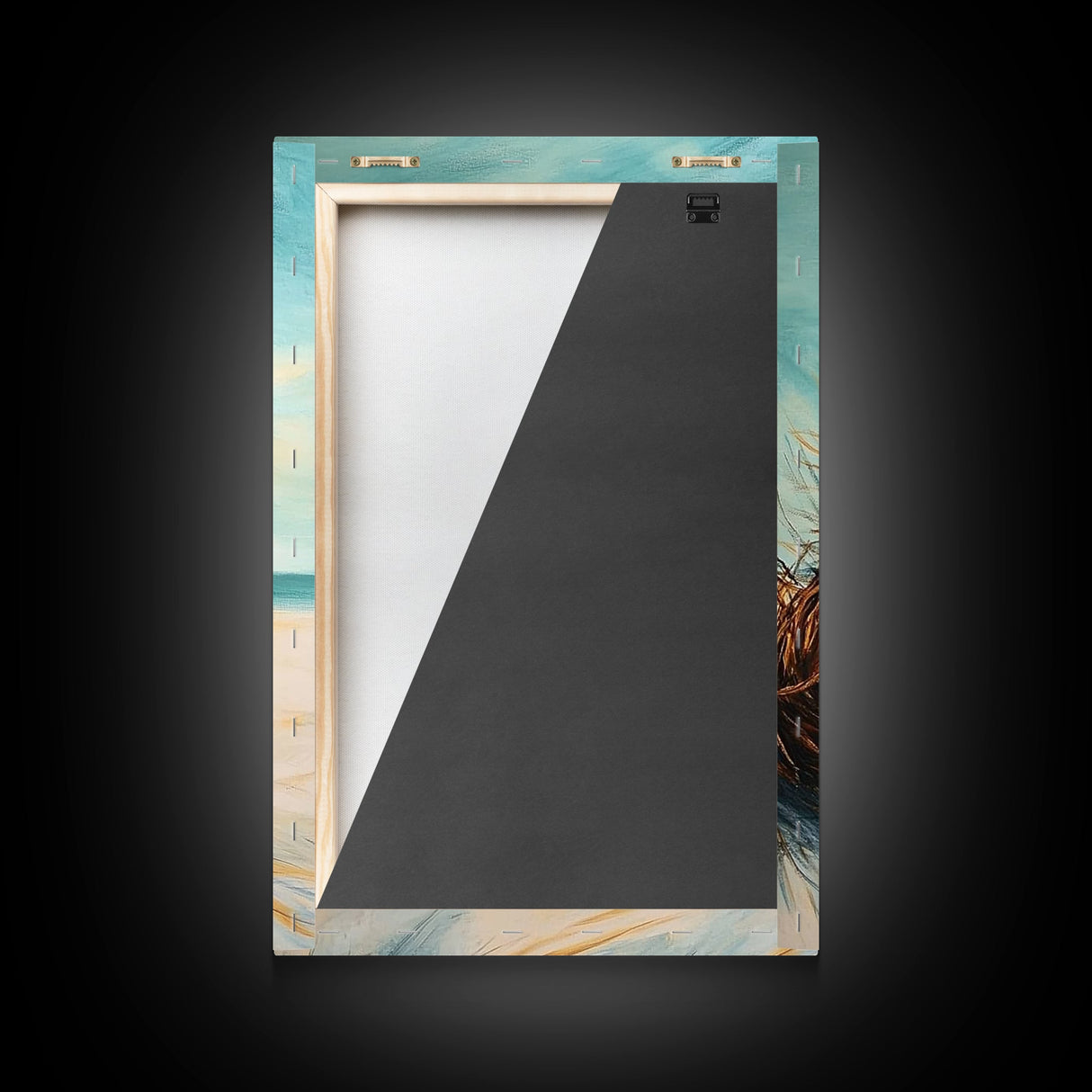 Beach Tumbleweed Painting Framed Canvas Print Coastal Wall Art Ocean Sand Decor Minimalist Art Boho Beach House Wall Accent