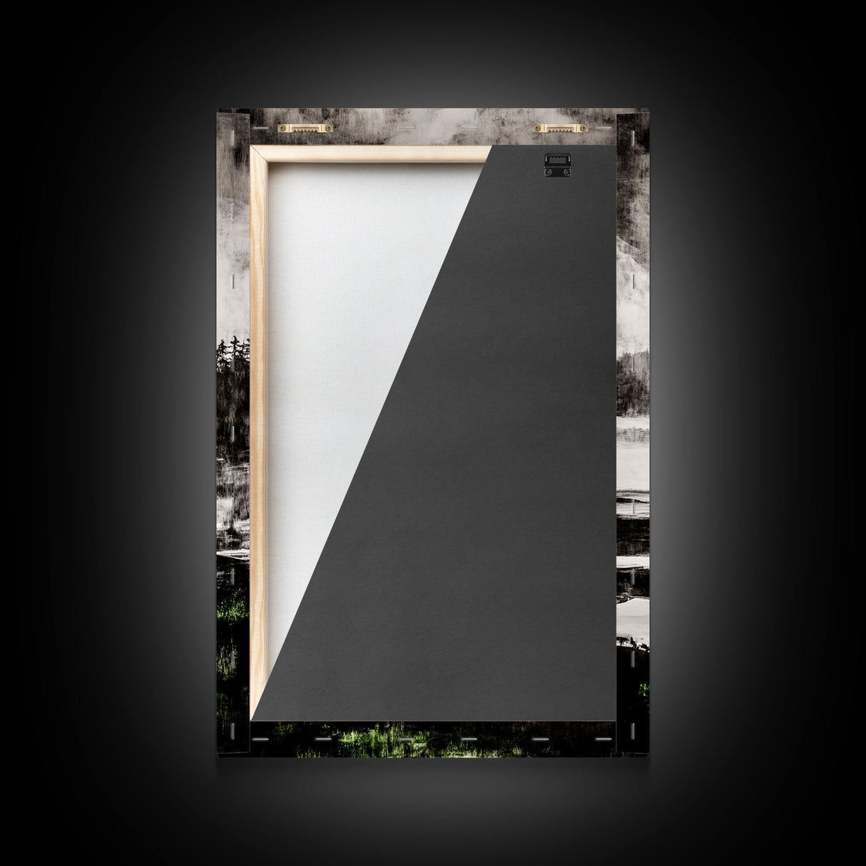 Misty Mountain View, Black and White Landscape, Minimalist Nature Wall Art, Bedroom Decor, Framed Canvas Print, Neutral Aesthetic