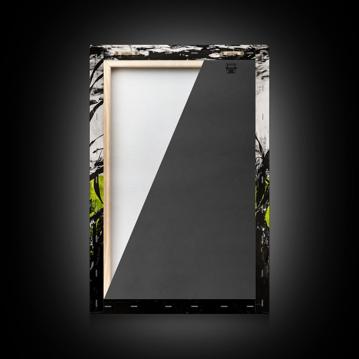 Minimalist Grass Field, Black White Green Nature Art, Abstract Farmhouse Wall Decor, Modern Simple Landscape, Framed Canvas Print