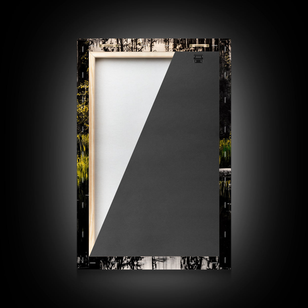 Forest Reflection, Black and White Landscape, Rustic Home Art, Nature Inspired Painting, Cabin Wall Decor, Framed Canvas Print