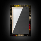 Forest Reflection, Black and White with Vibrant Colors, Abstract Waterfall Painting, Framed Canvas Print, Nature Lover’s Wall Art